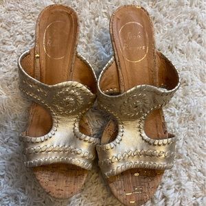 Jack Rogers gold wedges size 6